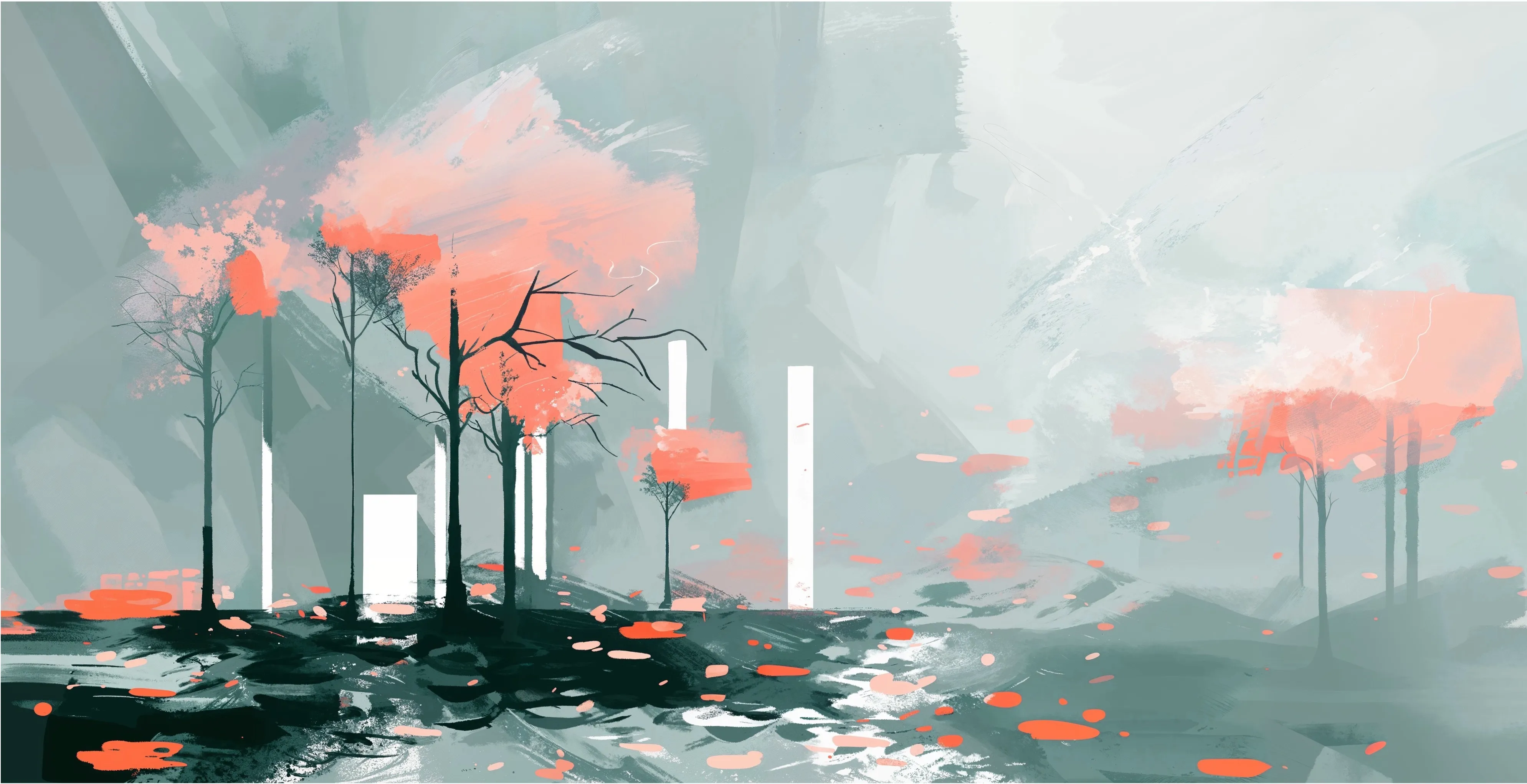 Graphic of trees in a landscape